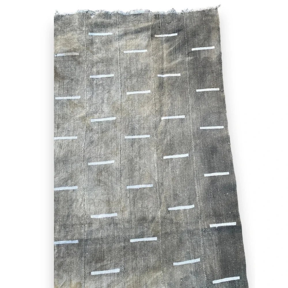 Vintage African Mudcloth Fabric Textile Brown Ivory Faded Mud Cloth Cotton 64x40